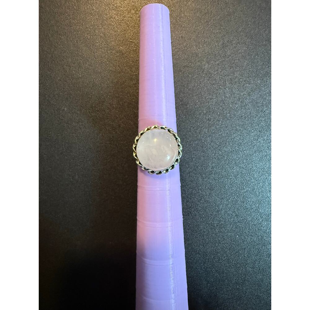Rose Quartz 925 Silver Plated Ring Size 7.5